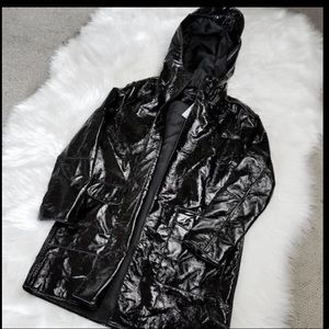 Forever 21 black vinyl rain jacket coat